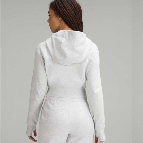 Lululemon Scuba Full-Zip Cropped Hoodie Heathered Core Ultra Light Grey Size 6 - Picture 2 of 16